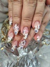 マイネイルアンドアイラッシュ(MyNail&Eyelash)/手描きフラワーフレンチ
