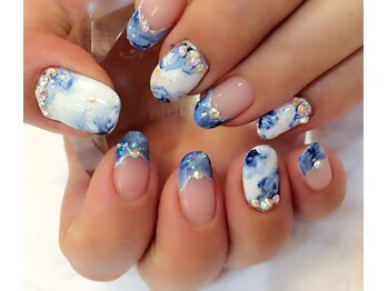 ネイルケアサロンエルミタージュ/マーブルのようなお花