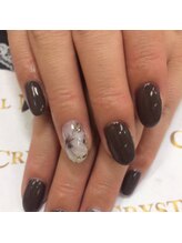 クリスタルネイル ボンベルタ橘店(CRYSTAL NAIL)/ワンカラー×アート