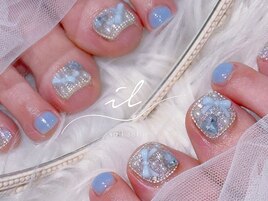 親指アート×フットネイル