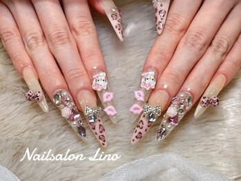 リノ(Lino)/ヒョウ柄×キティちゃんネイル