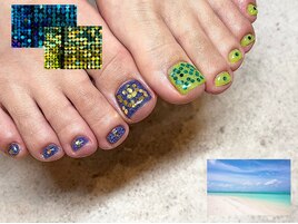 リゾート海外ガールフットネイル
