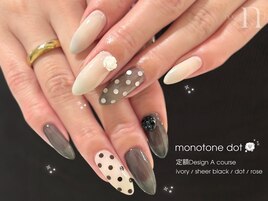 定額A/モノトーンドット×薔薇