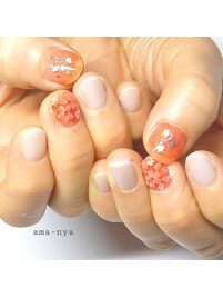 定額プラン　桜ネイル　赤色