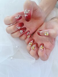 秋色ボルドーネイル