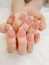 ちゅるん×ガラスフレンチネイル