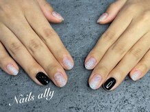 ネイルズアリー 立川店(Nails ally)/ホログラム×グリッター×黒×冬