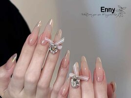 ミラーフレンチネイル×リボン