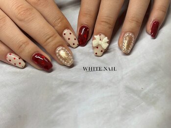ホワイトネイル(WHITE NAIL)/りぼん/ドット/持ち込み