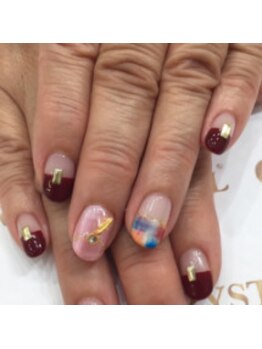 クリスタルネイル ボンベルタ橘店(CRYSTAL NAIL)/フレンチ×チェック