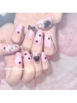ファラウェイネイル(Faraway nail)/甘めピンクな地雷ネイル☆