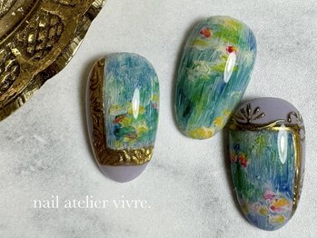 ヴィーヴル(vivre.)/絵画ネイル/手書き/モネ