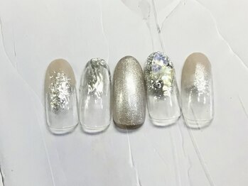 ネイルアンドまつげ リュフェール 五反田(Nail Lufaire)/ニュアンスシルバー天然石