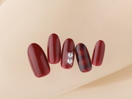 ボルドーチェックネイル