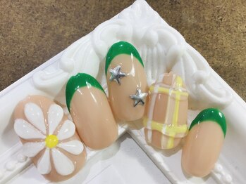 フレンチ×チェック×お花