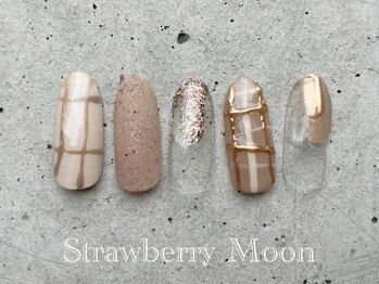 サロンストロベリームーン(Salon Strawberry Moon)/チェック柄ネイル ¥7980