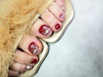 シュガーネイル(sugar nail)/雪降るフットネイル