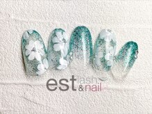 エストラッシュアンドネイル 銀座店(est lash&nail)/ラメグラデフラワーネイル