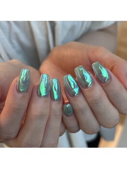 クララメイエキミュークス(CLALA Meieki μX)/夏映えターコイズミラーネイル