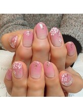 ヘアー ユニバース(HAIR UИIVERS)/ベルベットピンクグラデ+白花