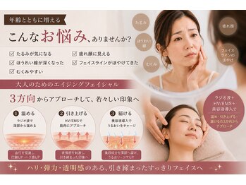 つくばストレッチ ブルーミングクリア(blooming clear)の写真/ほうれい線、たるみ改善、シワ、シミ、フェイスライン。ハリのある印象へ。