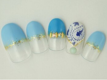 ネイルサロン ドレリッチ 大宮店(drerich)/シンプルペイズリーブルー