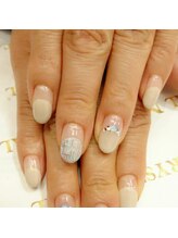 クリスタルネイル ボンベルタ橘店(CRYSTAL NAIL)/フレンチ×ツイード