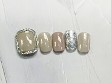 ネイルアンドまつげ リュフェール 五反田(Nail Lufaire)/foot囲みキラキラぷっくり