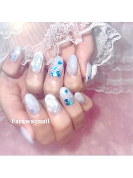 ファラウェイネイル(Faraway nail)/ホワイト×水色ネイル☆