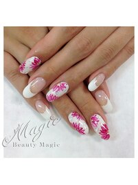 上品フラワーネイル　ロング
