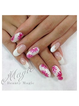 ネイルサロン ビューティーマジック 川口店/上品フラワーネイル ロング