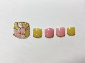 アイリッシュネイル 久屋大通店(Irish Nail)/イエロー×ピンク　フット