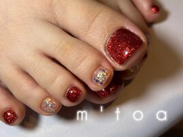 フットネイル/クリスマスカラー