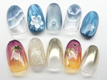 リノリコネイル 中村橋店(Rino Riko nail)の写真/新規ソフトジェルオフ無料◇季節感溢れるデザイン◎【夏‐collection‐7000円】