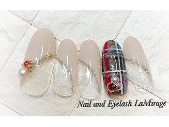 ネイルサロン ラミラージュ/フレンチ・チェック柄ネイル