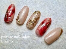 プライベートブライティ(Brighty)/メタリックフラワーネイル