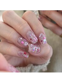 ピンクネイル/ホログラムネイル