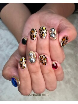 コラソンネイル(corazon nail)/HAND☆120分☆メタルレオパード