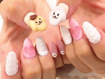 ボネール(nail ＆ eyelash Bounail)/ニット　手描き　キャラクター