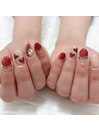 赤ハートネイル