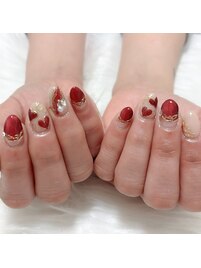 赤ハートネイル