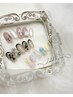 【トレンド盛り】クロス×パーツアート定額ネイル