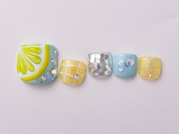 アイネイルズ 恵比寿店(I nails)/夏レモンブルーホロ夏10480円