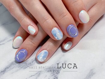 ネイルアトリエルカ(nail atelier LUCA)/M-785 水滴×オーロラネイル