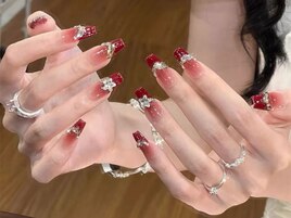 クリスマス/冬ネイル/ボルドー