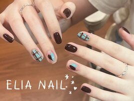 チェック×ブラウンハート
