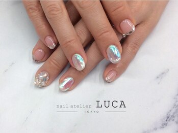 ネイルアトリエルカ(nail atelier LUCA)/W-224 氷ネイル×ガラスフレンチ