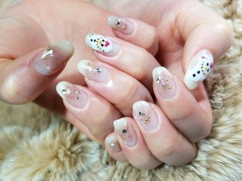 シュガーネイル(sugar nail)/雪だるまネイル