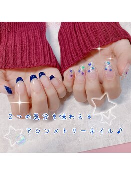 バニーアイズ 博多店(Bunny eyes)/アシンメトリーネイル♪