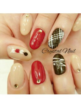 クリスタルネイル ボンベルタ橘店(CRYSTAL NAIL)/ワンカラー×アート